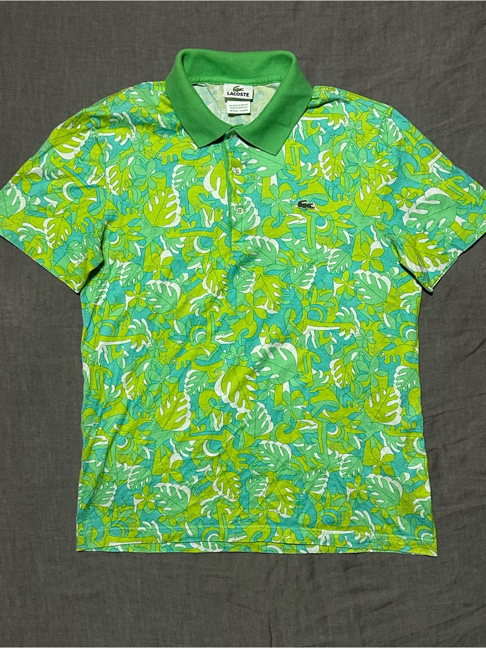 Lacoste Men’s Leaf-Print Green Polo Shirt